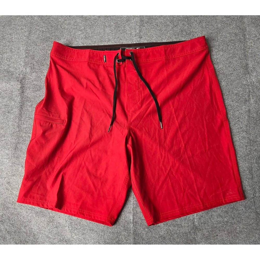 NWOT O'neill Red Hyperfreak Heat Lifeguard 19" Boardshorts Size 38 quick-dry